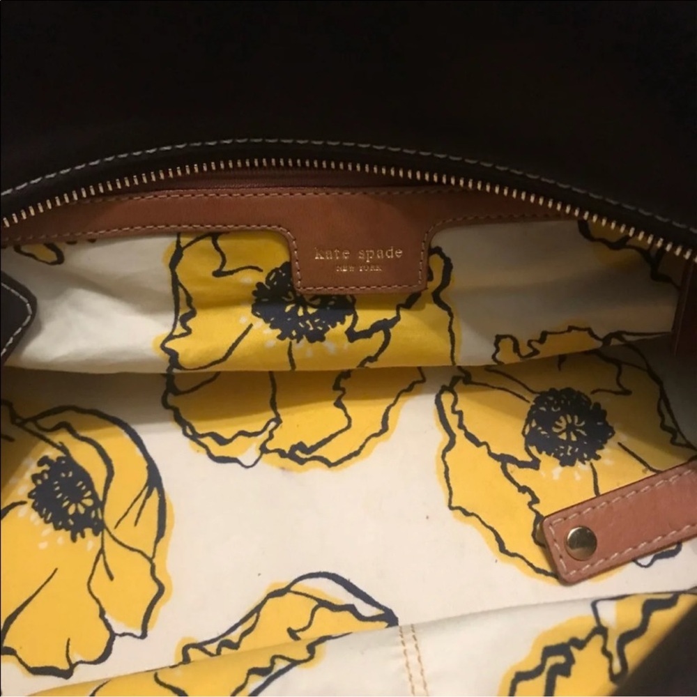 Kate Spade Vintage Brown Nylon & Tan Leather Trim & Handled Women's Satchel - Picture 11 of 16